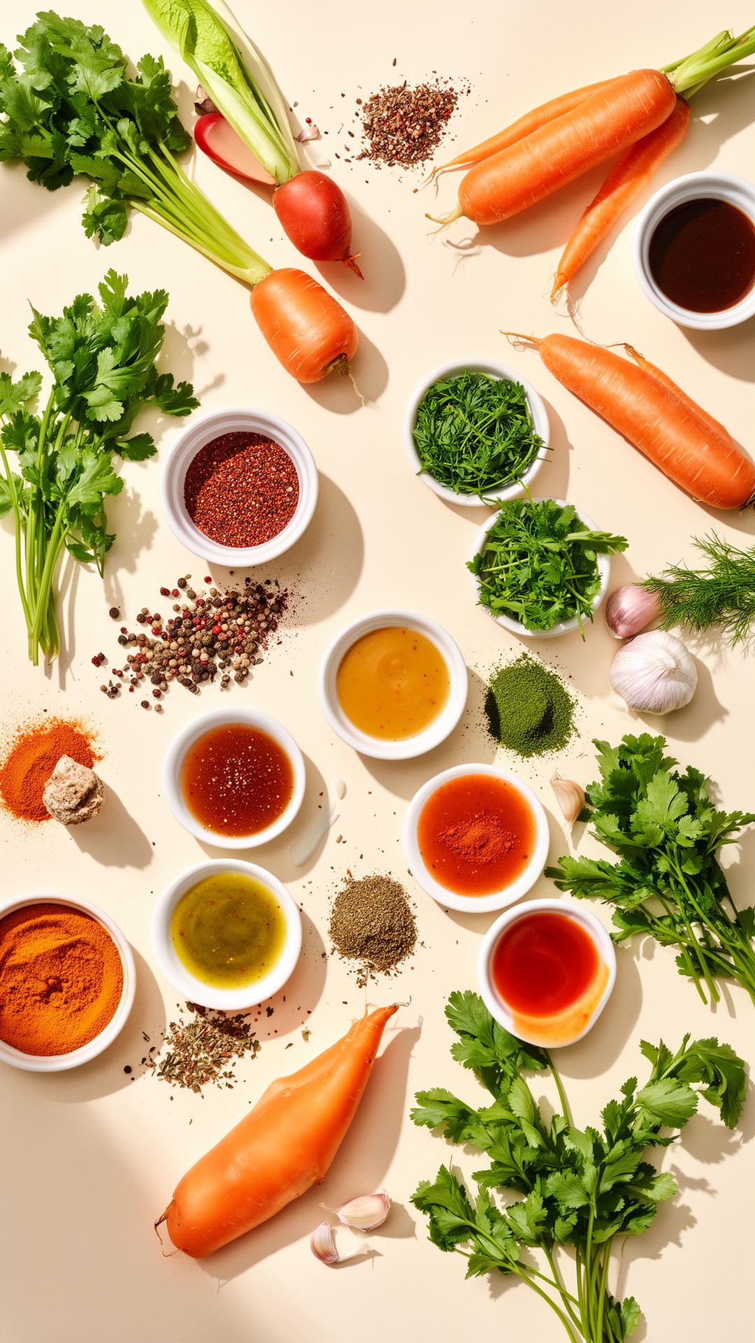 Foraged ingredients flatlay